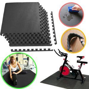 GYM RUBBER FLOORING Tiles Garage Home Fitness Exercise 24 SQFT Workout Floor Mat